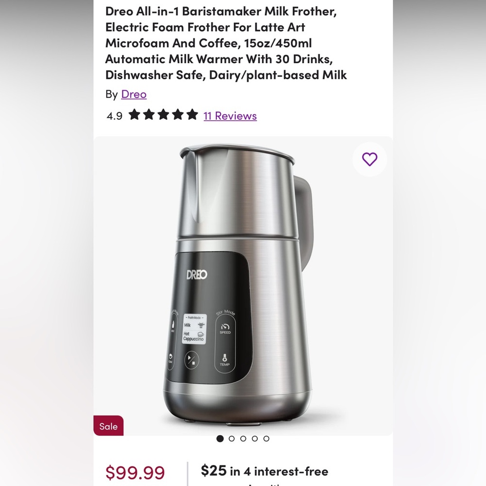 Dreo BaristaMaker milk frother